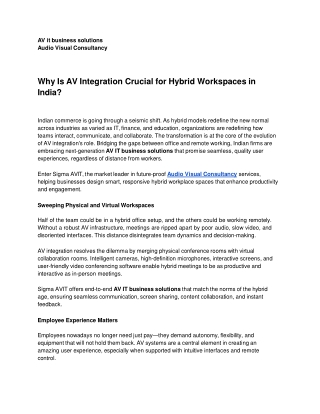 Why Is AV Integration Crucial for Hybrid Workspaces in India?