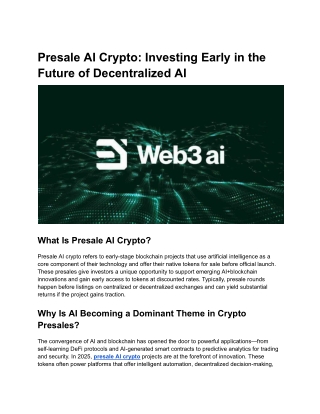 Presale AI crypto