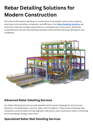 Rebar Detailing Solutions for Modern Construction