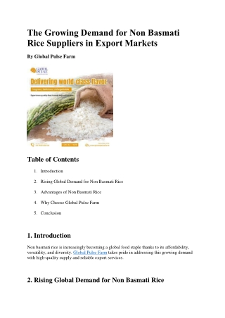 The Growing Demand for Non Basmati Rice Suppliers in Export Markets