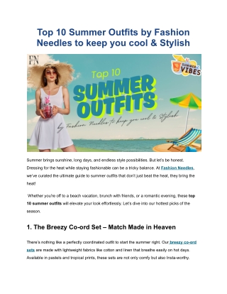 Top 10 Summer Outfits by Fashion Needles to keep you cool & Stylish - Google Docs