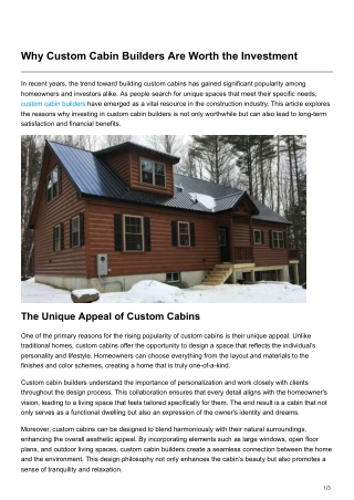 Why Custom Cabin Builders Are Worth the Investment