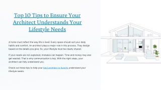 Top 10 Tips to Ensure Your Architect Understands Your Lifestyle Needs