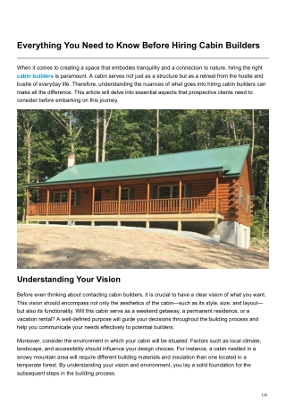 Everything You Need to Know Before Hiring Cabin Builders