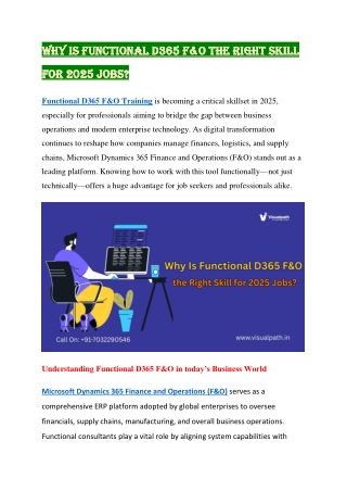 D365 Functional Course in Ameerpet | Finance Operations Online