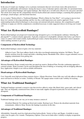 Hydrocolloid vs. Traditional Bandages: Which is Better for Your Skin?