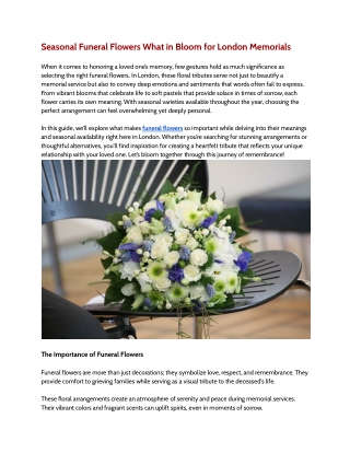 Seasonal Funeral Flowers What in Bloom for London Memorials