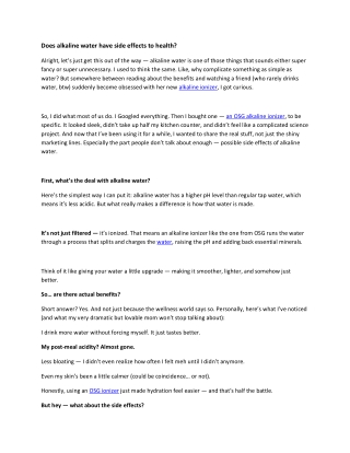 Does alkaline water have side effects to health