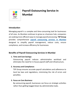 Payroll Outsourcing Service In Mumbai