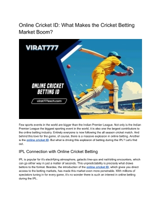 Online Cricket ID: What Makes the Cricket Betting Market Boom?