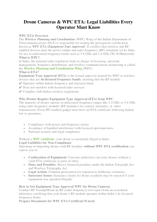 Drone Cameras & WPC ETA Legal Liabilities Every Operator Must Know