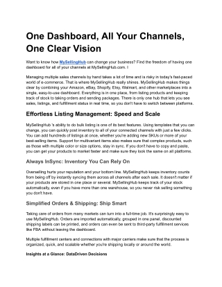One Dashboard, All Your Channels, One Clear Vision