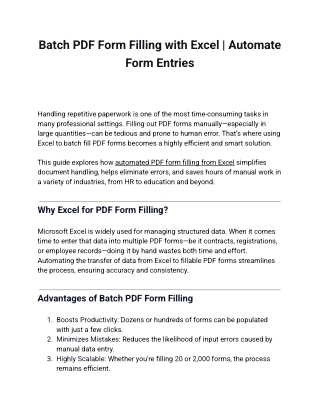 Batch PDF Form Filling with Excel _ Automate Form Entries