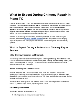 What to Expect During Chimney Repair in Plano TX