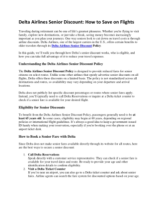 Delta Airlines Senior Discount File