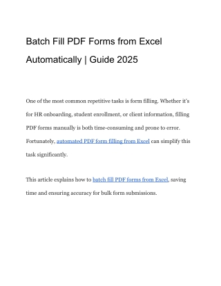 Batch Fill PDF Forms from Excel Automatically _ Guide 2025