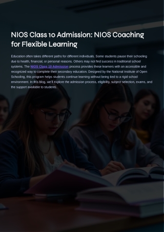NIOS Class 10 Admission NIOS Coaching for Flexible Learning