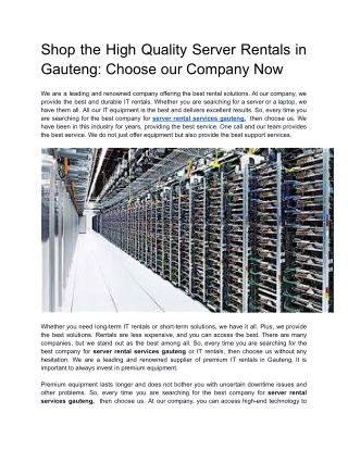 server rental services gauteng