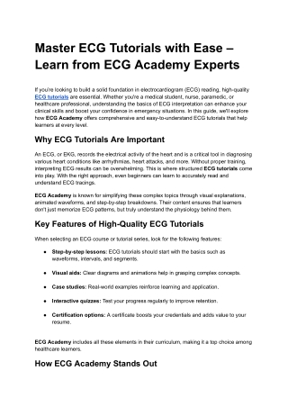 Master ECG Tutorials with Ease – Learn from ECG Academy Experts