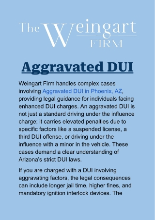 Aggravated DUI in Phoenix, AZ: Understanding the Charges and Legal Options