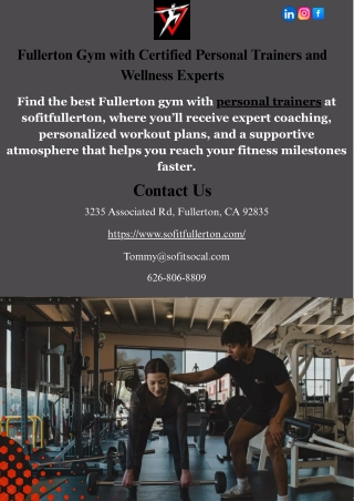 Fullerton Gym with Certified Personal Trainers and Wellness Experts