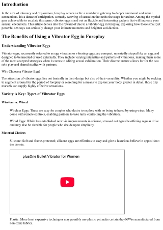 The Benefits of Using a Vibrator Egg in Foreplay