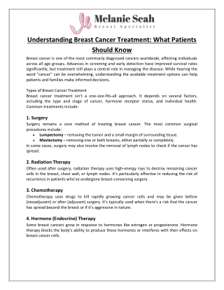 Understanding Breast Cancer Treatment What Patients Should Know
