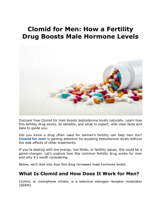 Clomid for Men How a Fertility Drug Boosts Male Hormone Levels