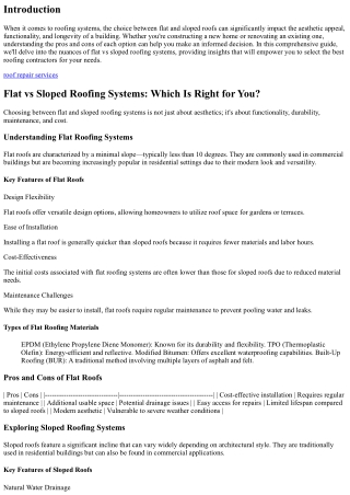 Flat vs Sloped Roofing Systems: Which Is Right for You?