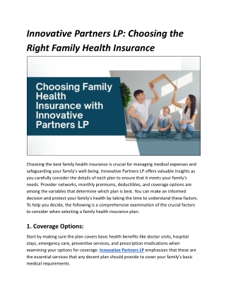Innovative Partners LP: Comprehensive Guide to Family Health Insurance