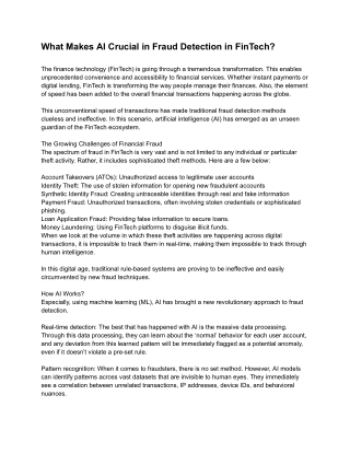 What Makes AI Crucial in Fraud Detection in FinTech