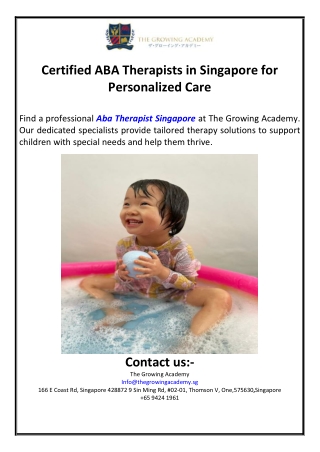 Certified ABA Therapists in Singapore for Personalized Care