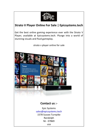 Strato V Player Online For Sale  Epicsystems.tech