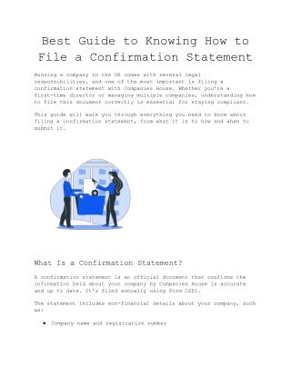 Best Guide to Knowing How to File a Confirmation Statement