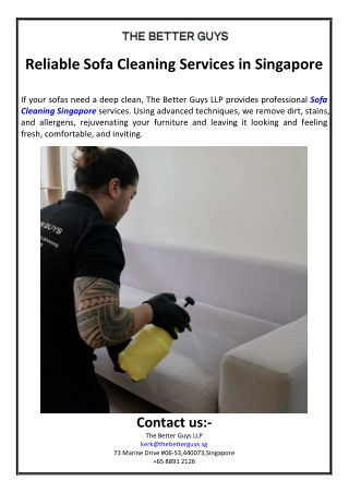Reliable Sofa Cleaning Services in Singapore