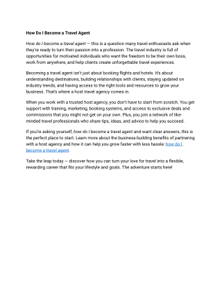 How Do I Become a Travel Agent