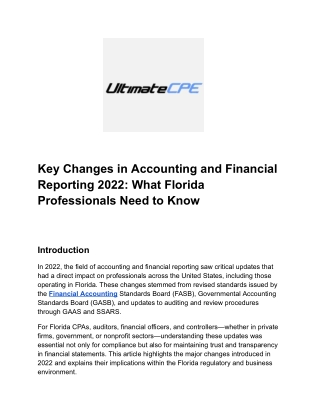 Key Changes in Accounting and Financial Reporting 2022: What Florida Professiona
