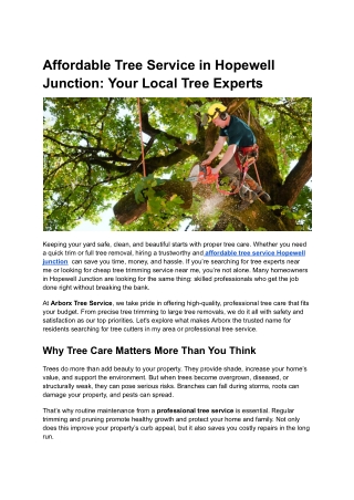 Affordable Tree Service in Hopewell Junction_ Your Local Tree Experts