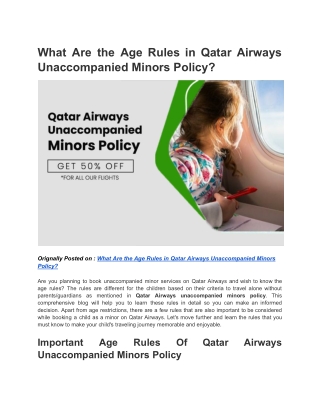 What Are the Age Rules in Qatar Airways Unaccompanied Minors Policy