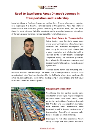 Azeez Dhanoa’s Journey in Transportation and Leadership