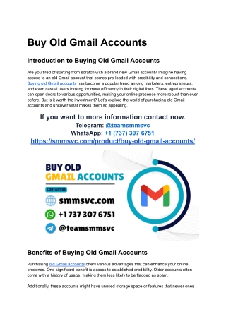 Old Gmail Accounts for Sale Fast & Reliable