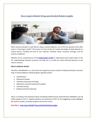 How Long Is Rehab Drug and Alcohol Rehab Lengths