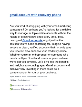 gmail account with recovery phone