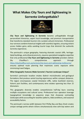 What Makes City Tours and Sightseeing in Sorrento Unforgettable?