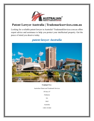 Patent Lawyer Australia Trademarkservices.com.au