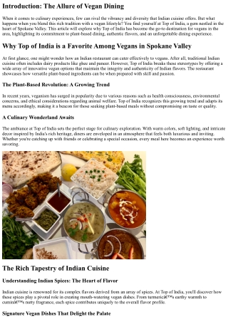 Why Top of India is a Favorite Among Vegans in Spokane Valley