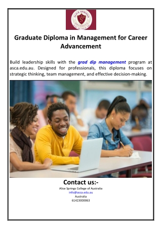 Graduate Diploma in Management for Career Advancement