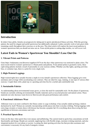 Latest Trends in Female's Sportswear You Should not Lose Out On"