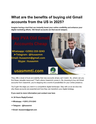 What are the benefits of buying old Gmail accounts from the US in 2025
