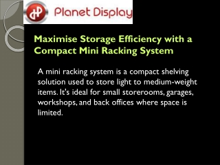 Maximise Storage Efficiency with a Compact Mini Racking System